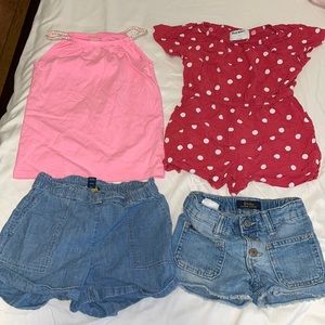 Girls size 4t polo shorts, old navy romper and top